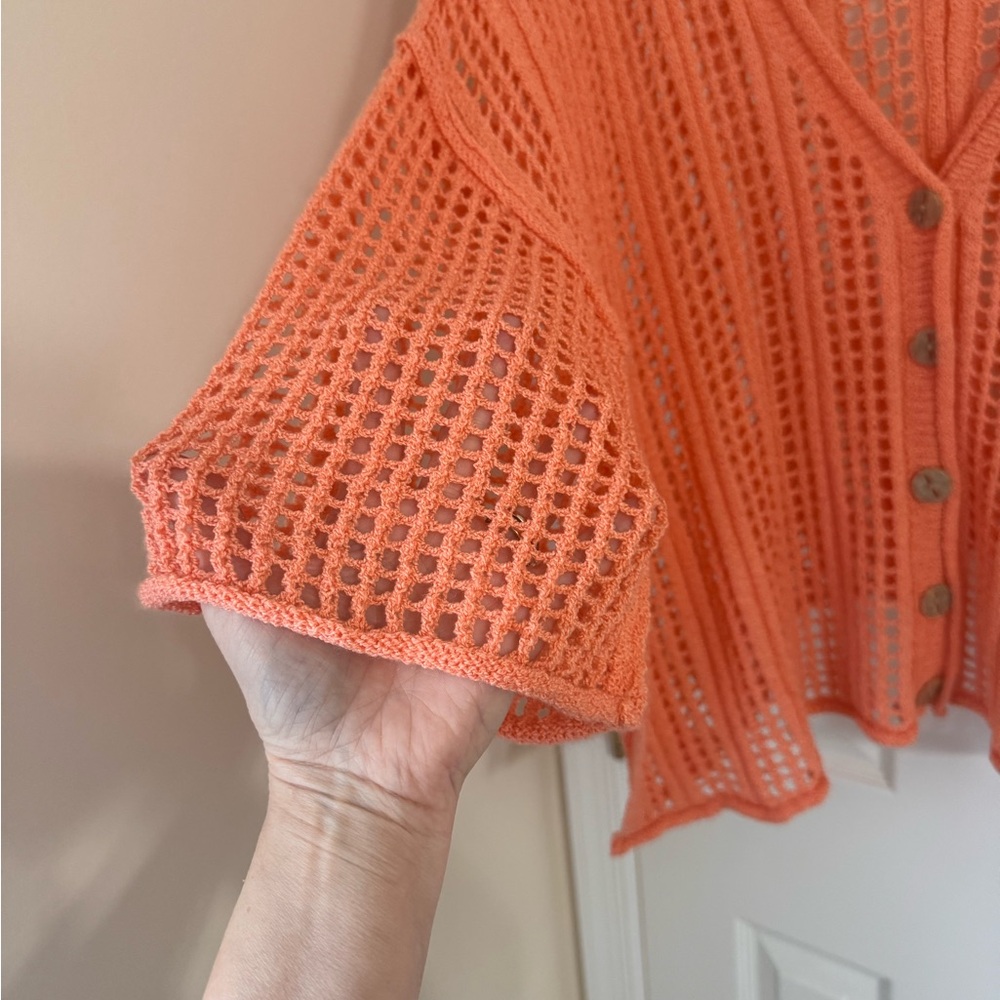 POL Open Knit Oversized Sweater Orange Oversized Small - Picture 2 of 10